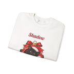 White Personalized Black Cat Christmas Sweatshirt, folded
