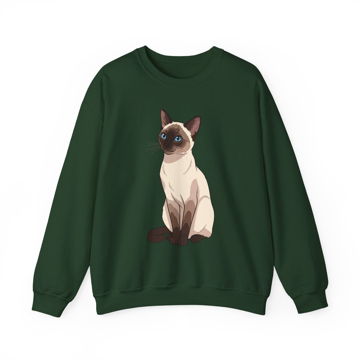 Forest Green Siamese Cat illustration sweatshirt, front view