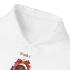 Personalized Dachshund Christmas Hoodie, front collar close-up