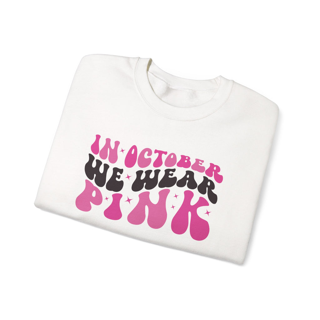 In October We Wear Pink Retro Sweatshirt, folded