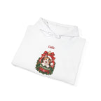 White Personalized Calico Cat Christmas Hoodie, folded