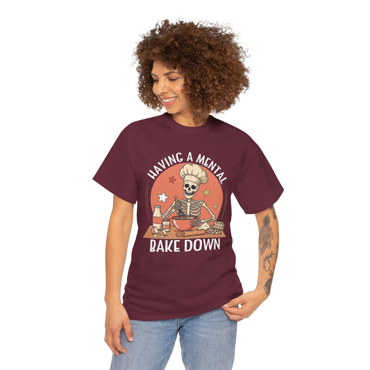 Model wearing the Having A Mental Bake Down T-Shirt