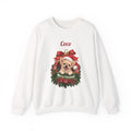 White Personalized Chihuahua Christmas Sweatshirt with a Chihuahua in a Christmas ornament and a custom name, front view