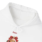 Personalized Golden Retriever Christmas Hoodie, front collar close-up
