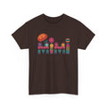 Dark Chocolate Mimi floral serape lettering t-shirt, front view