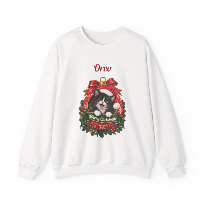 Personalized Tuxedo Cat Christmas Sweatshirt