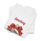 White Personalized Grey Tabby Cat Christmas T-Shirt, folded