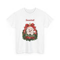 White Personalized White Persian Cat Christmas T-Shirt with a white Persian cat in a Christmas ornament and a custom name, front view