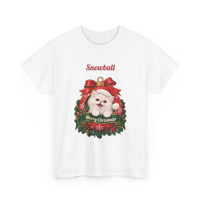 Personalized White Persian Cat Christmas T-Shirt