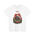 White Personalized Black Great Dane Christmas T-Shirt with a black Great Dane in a Christmas ornament and a custom name, front view
