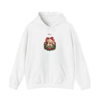White Personalized Chihuahua Christmas Hoodie with a Chihuahua in a Christmas ornament and a custom name, front view