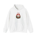 White Personalized White Persian Cat Christmas Hoodie with a white Persian cat in a Christmas ornament and a custom name, front view