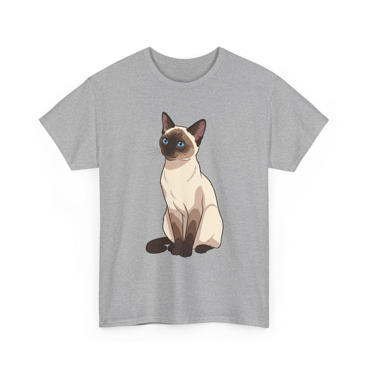 Sport Grey Siamese Cat illustration t-shirt, front view