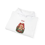 White Personalized Orange Tabby Cat Christmas Hoodie, folded