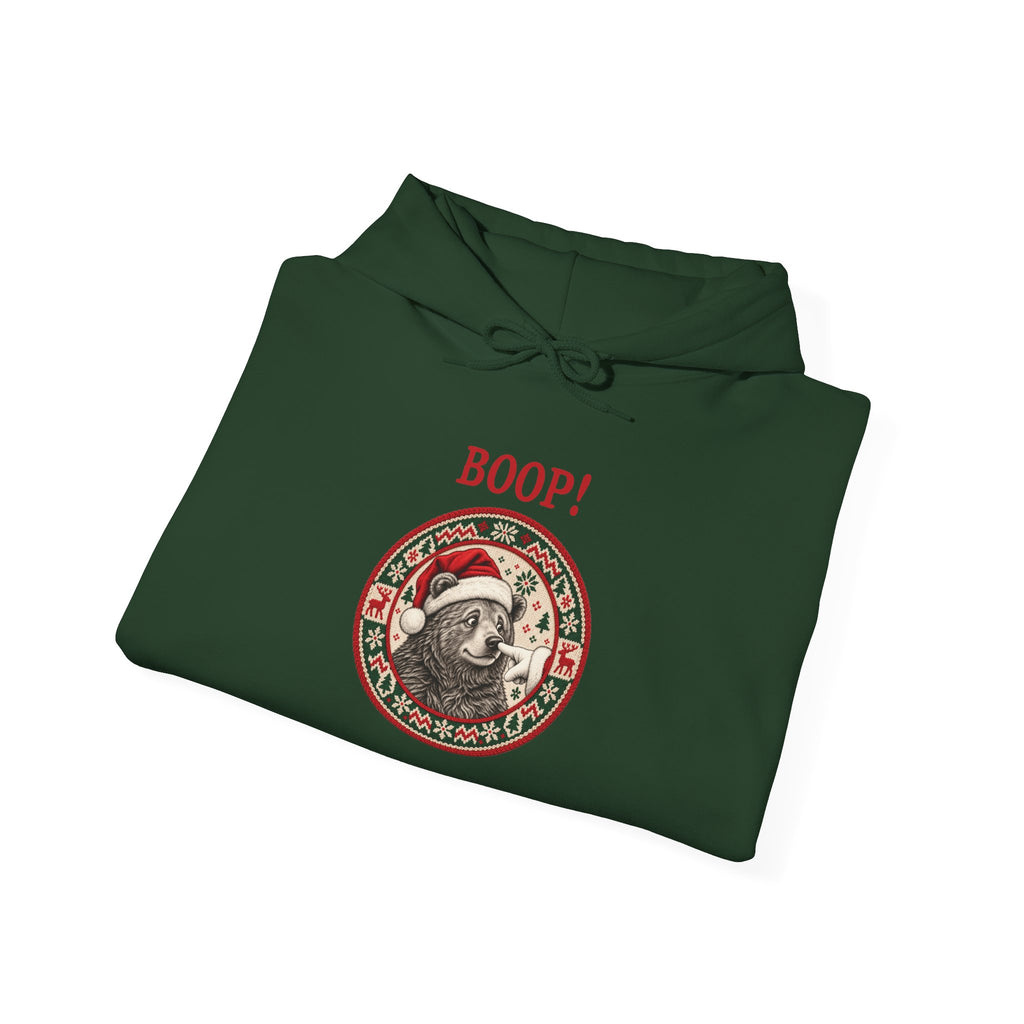 Forest Green Bear Boop Ugly Christmas hoodie, folded