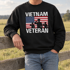 Model wearing the Vietnam Veteran American Flag Sweatshirt