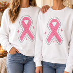 Model wearing the In October We Wear Pink Ribbon Sweatshirt