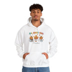 Model wearing the ash All About Fall Prevention Hoodie