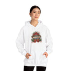 Model wearing the white All Booked For Christmas Book Lover Hoodie