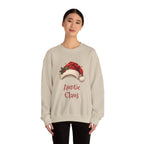 Woman wearing the Auntie Claus Sweatshirt