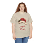 Woman wearing the Auntie Claus T-Shirt, front view