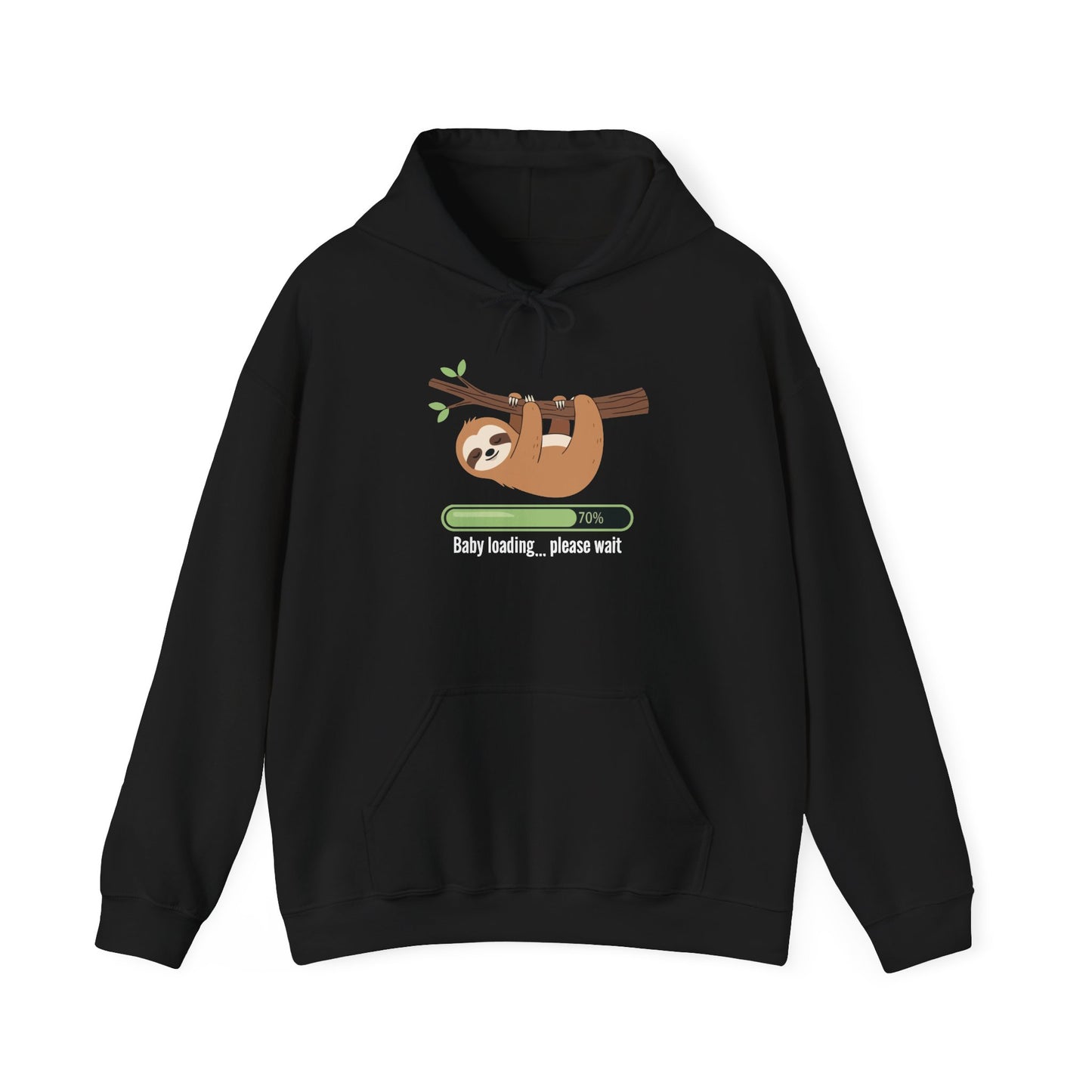 Black Baby Loading Please Wait sloth hoodie with sleeping sloth and loading bar
