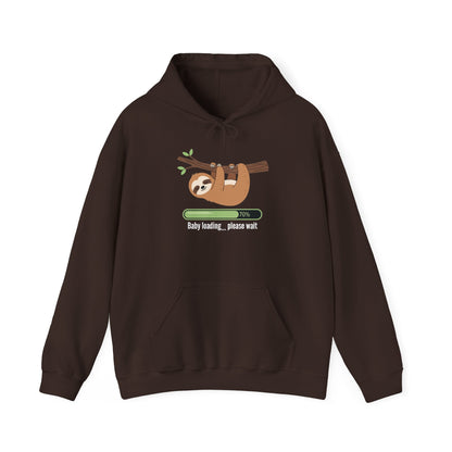 Dark chocolate Baby Loading Please Wait sloth hoodie with sleeping sloth and loading bar