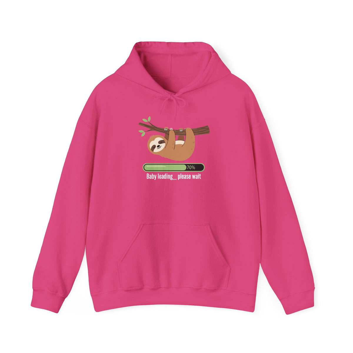 Heliconia pink Baby Loading Please Wait sloth hoodie with sleeping sloth and loading bar
