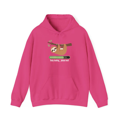 Heliconia pink Baby Loading Please Wait sloth hoodie with sleeping sloth and loading bar