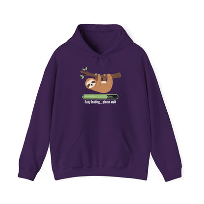 Purple Baby Loading Please Wait sloth hoodie with sleeping sloth and loading bar