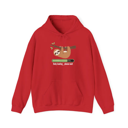 Red Baby Loading Please Wait sloth hoodie with sleeping sloth and loading bar