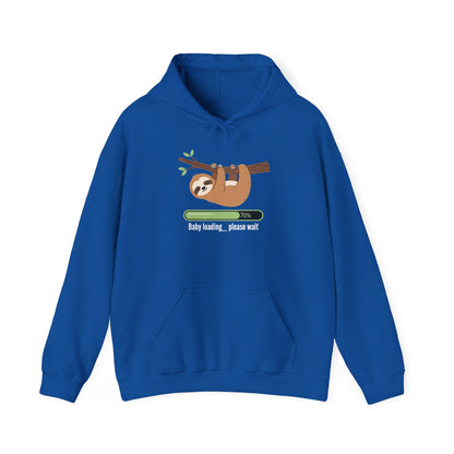 Royal blue Baby Loading Please Wait sloth hoodie with sleeping sloth and loading bar