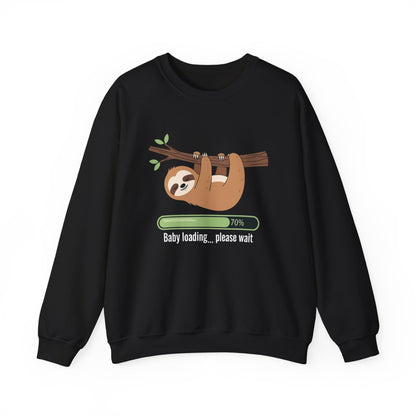 Black Baby Loading Please Wait sloth sweatshirt with sleeping sloth and loading bar
