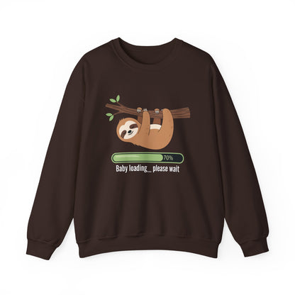 Dark chocolate Baby Loading Please Wait sloth sweatshirt with sleeping sloth and loading bar