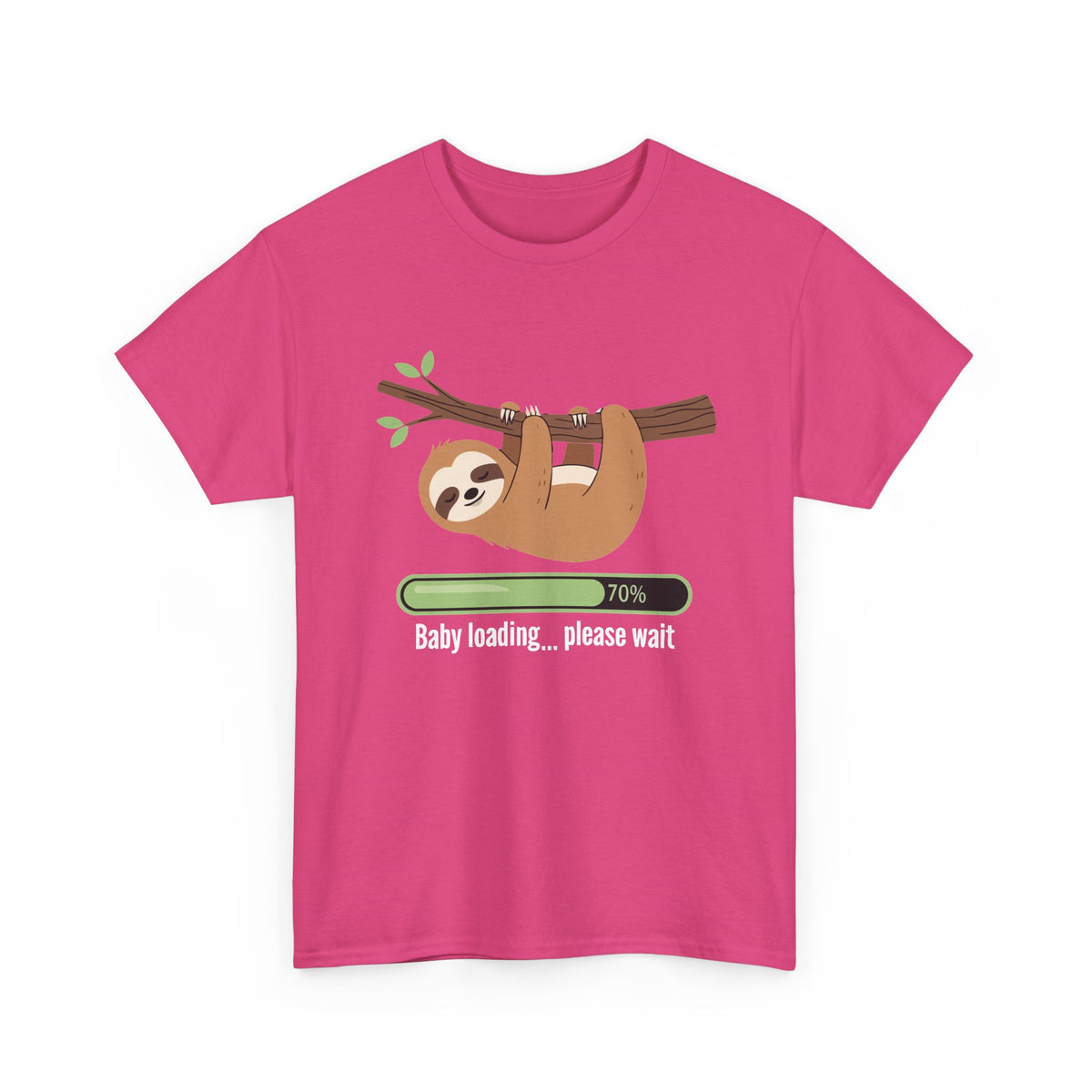 Heliconia pink Baby Loading Please Wait sloth t-shirt with sleeping sloth and loading bar