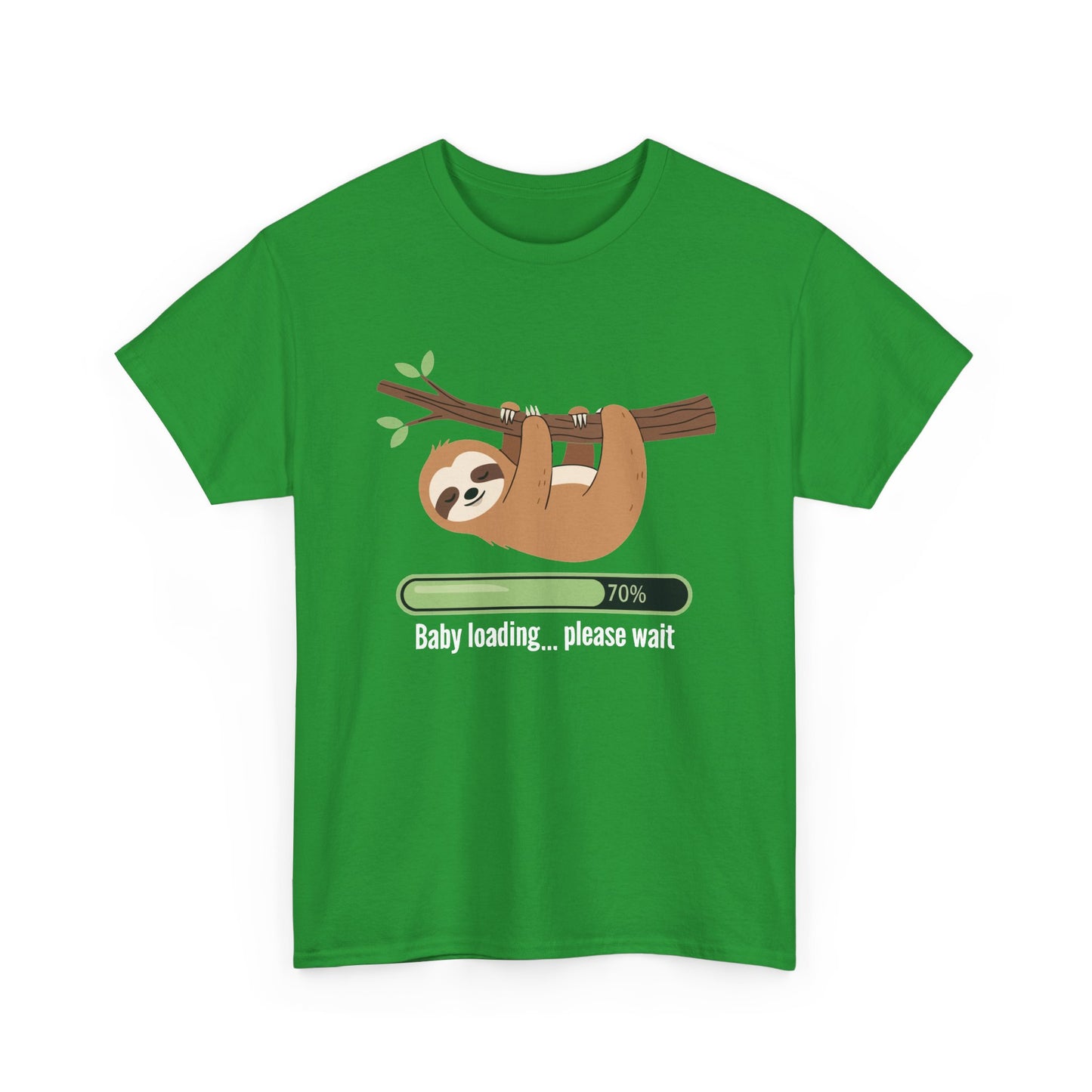 Irish green Baby Loading Please Wait sloth t-shirt with sleeping sloth and loading bar