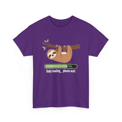 Purple Baby Loading Please Wait sloth t-shirt with sleeping sloth and loading bar
