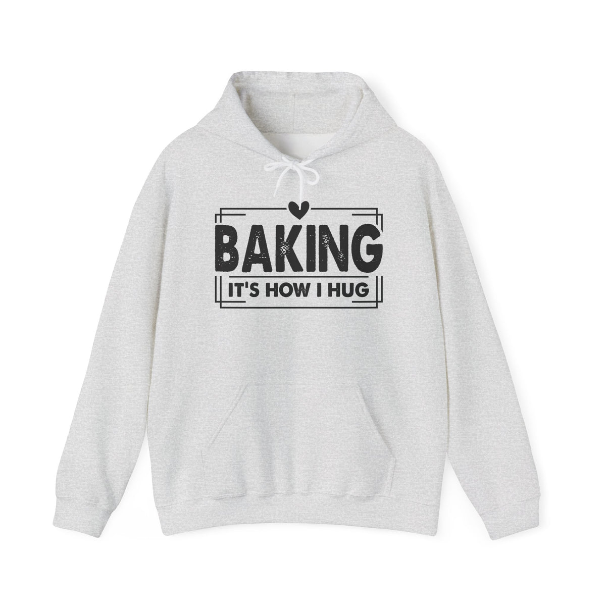 Ash Baking It's How I Hug hoodie with black framed typography and heart