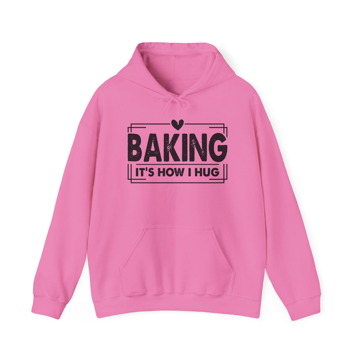 Azalea Baking It's How I Hug hoodie with black framed typography and heart