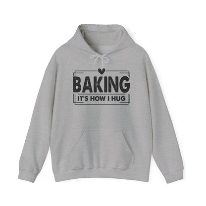 Sport Grey Baking It's How I Hug hoodie with black framed typography and heart