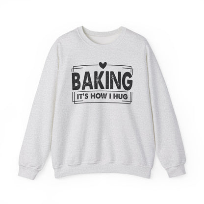 Ash Baking It's How I Hug sweatshirt with black framed typography and heart