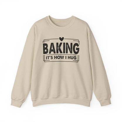 Sand Baking It's How I Hug sweatshirt with black framed typography and heart