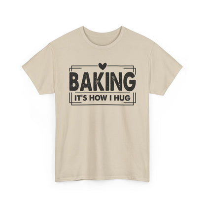 Sand Baking It's How I Hug t-shirt with black framed typography and heart