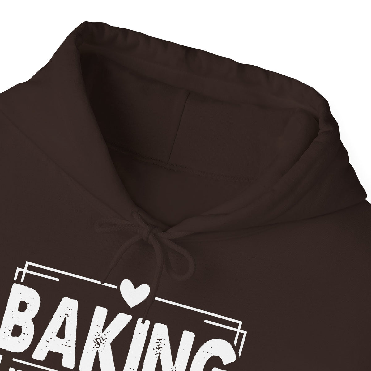Baking It's How I Hug hoodie, hood and drawcord detail