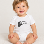 Baby wearing the Bear Boop funny bear baby bodysuit