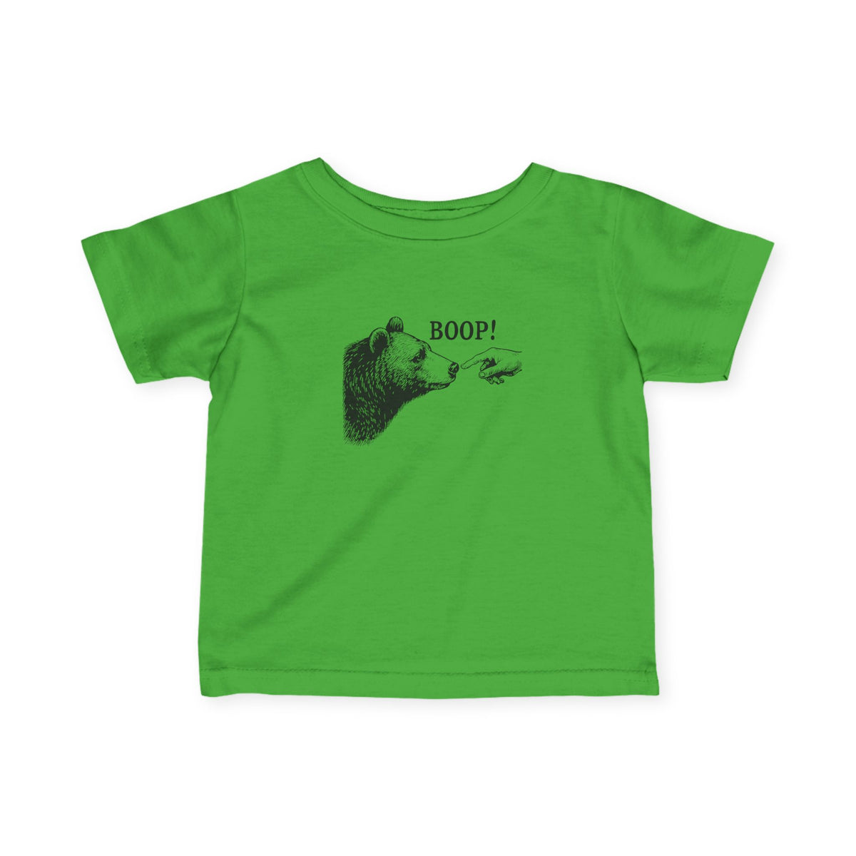 Apple Bear Boop funny bear baby t-shirt, front view