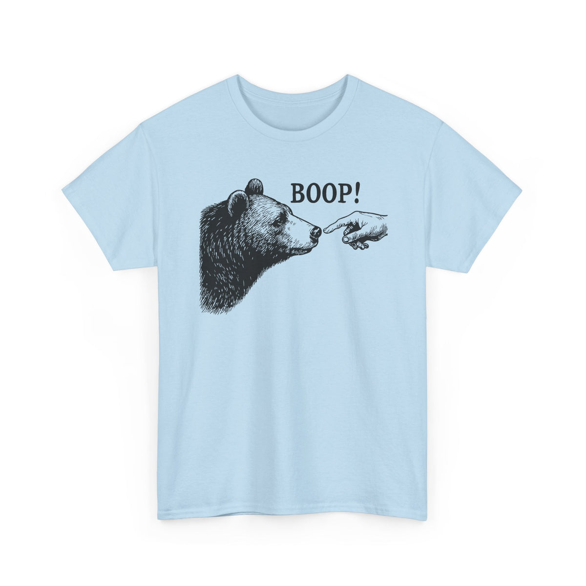 Light Blue Bear Boop funny bear t-shirt, front view