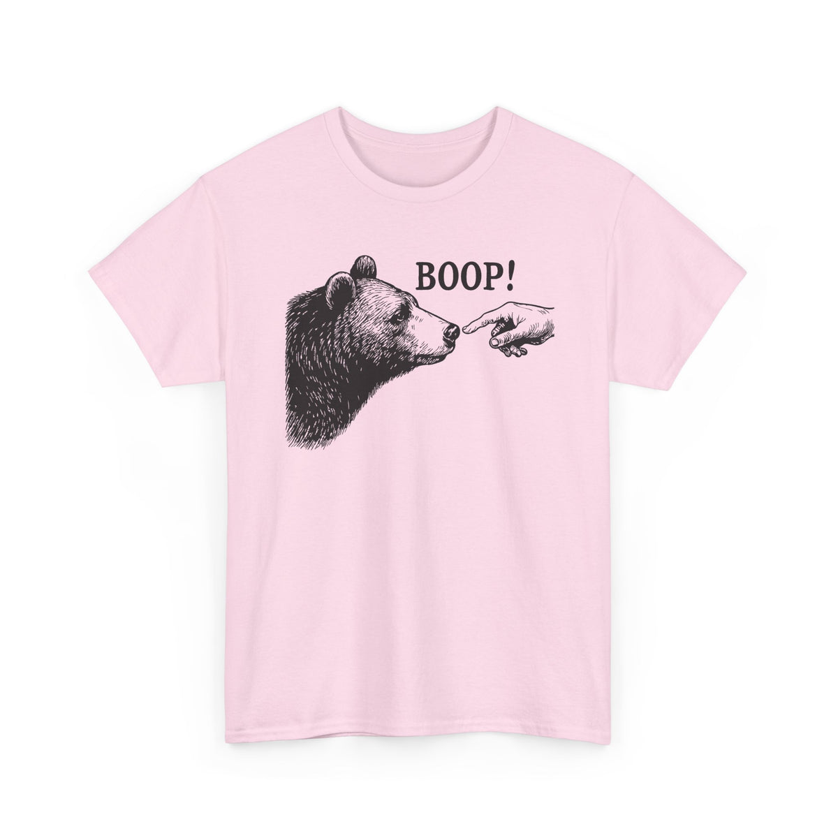 Light Pink Bear Boop funny bear t-shirt, front view
