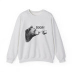 Ash Bear Boop sweatshirt with vintage engraved bear and pointing finger, front view