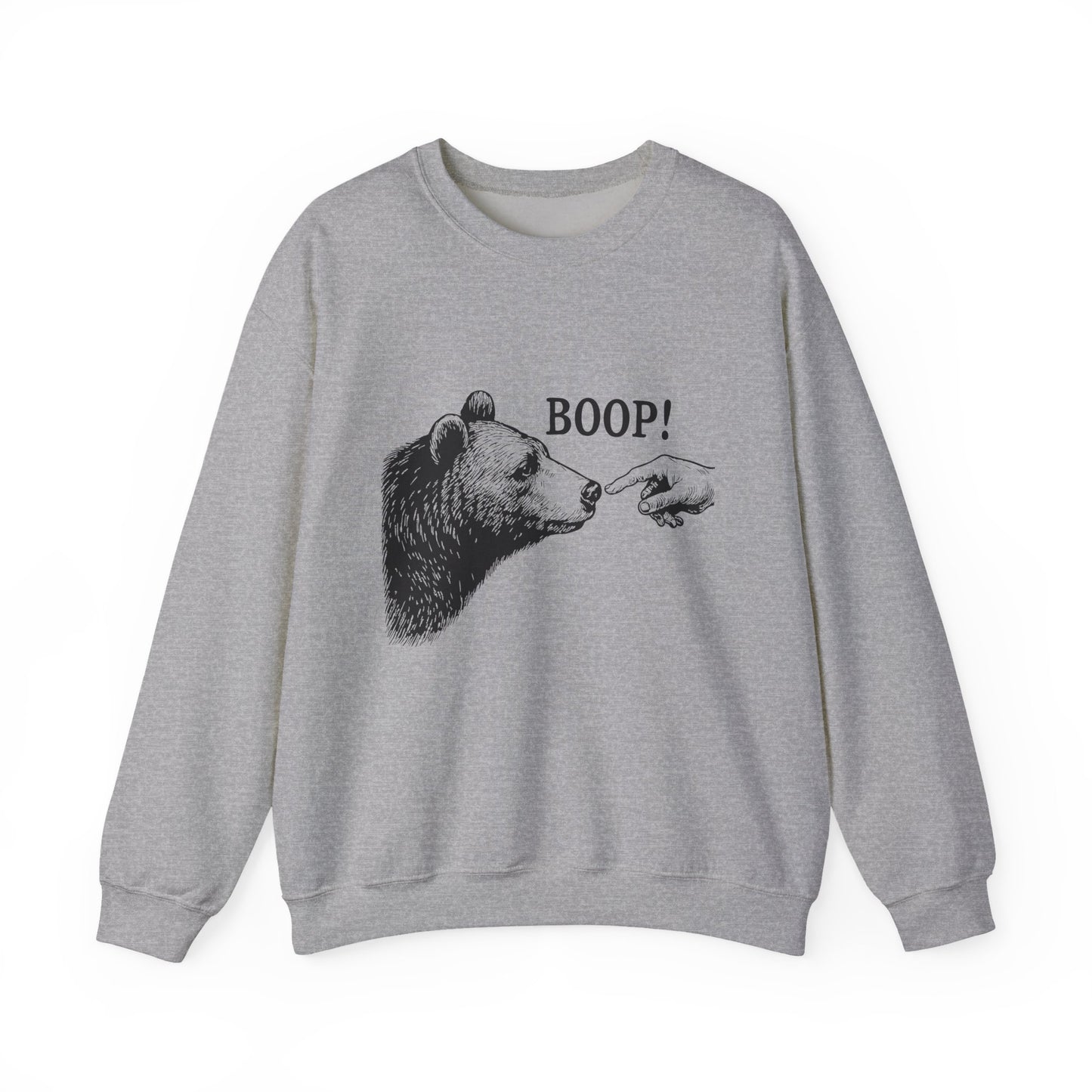 Sport grey Bear Boop sweatshirt with vintage engraved bear and pointing finger